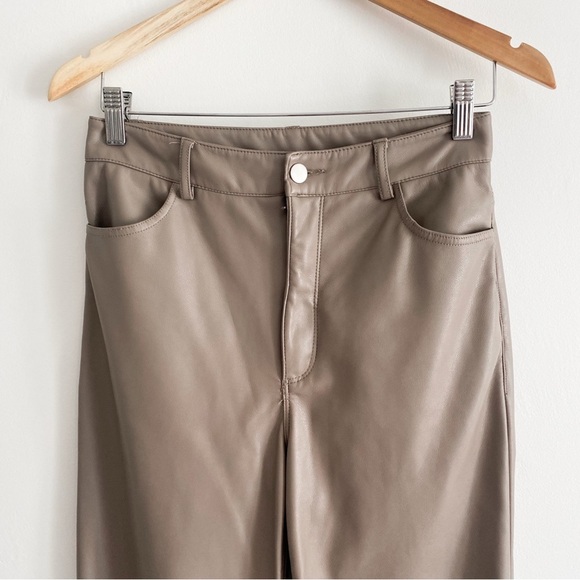 Dynamite Gisele Straight Leg Faux Leather Pants, Brown, Size 6 - Picture 6 of 10